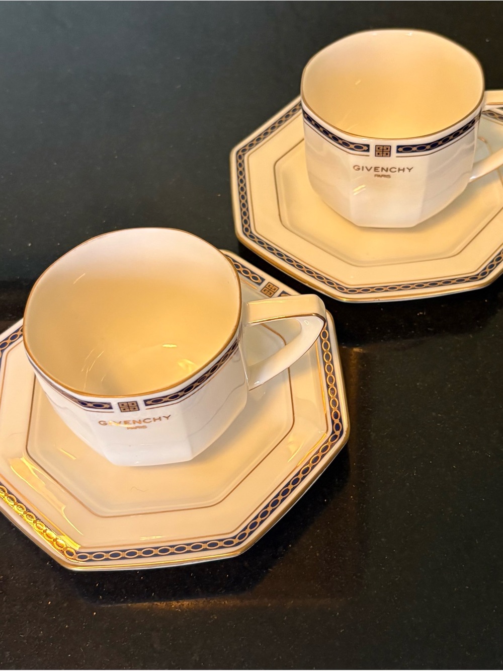 Givenchy Two Tea Sets Porcelain Cups And Saucers 4 Pieces Excellent